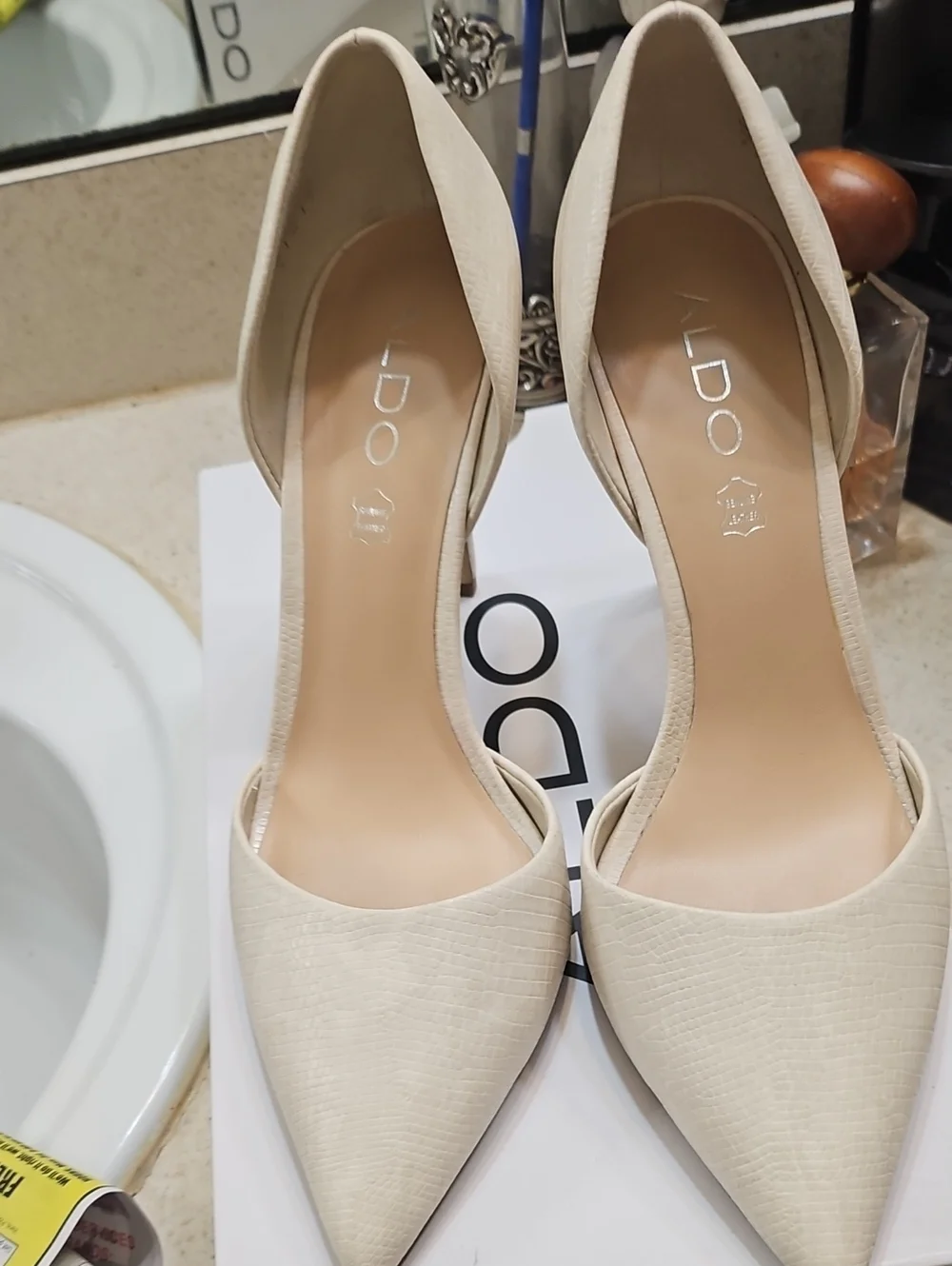 ALDO Cream Pointed-Toe D'Orsay Heels